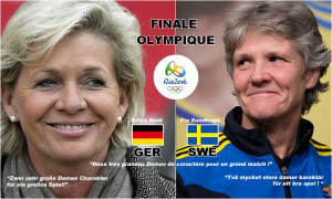 Finale Olympique Rio 2016 - Suède - Allemagne. Deux très grandes femmes de caractère. Pia Sundhage et Silvia Neid. Crédit lesfeminines.fr
